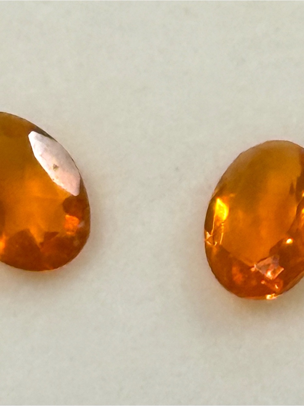 Matched Pair Mexican Fire Opals – Bright Orange Oval Gems – 7x5mm